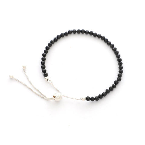 natural black-spinel round shape bolo bracelet