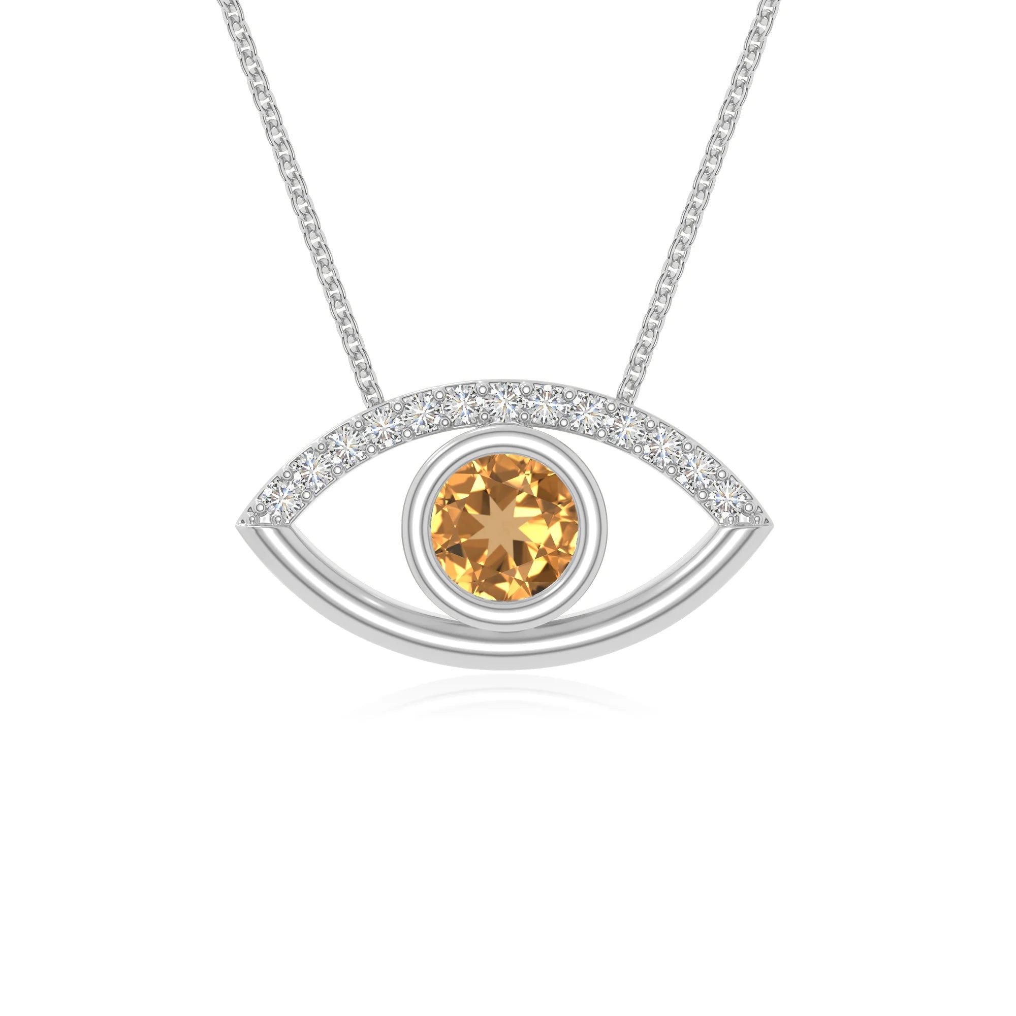natural citrine evil eye necklaces in sterling silver 