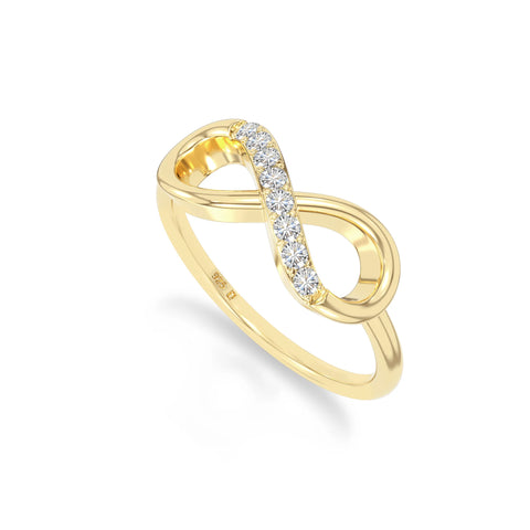 natural moissanite infinity promise rings in yellow gold vermeil