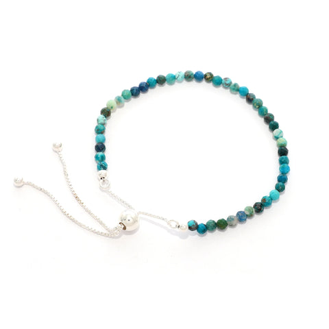 natural chrysocolla round shape bolo bracelet