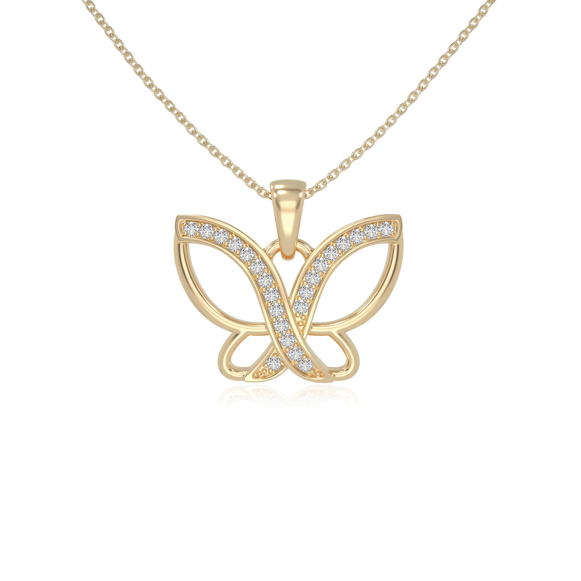 moissanite butterfly necklaces in yellow gold vermeil 