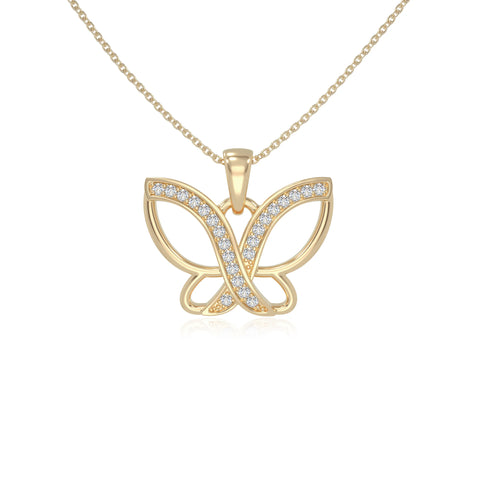 moissanite butterfly necklaces in yellow gold vermeil 