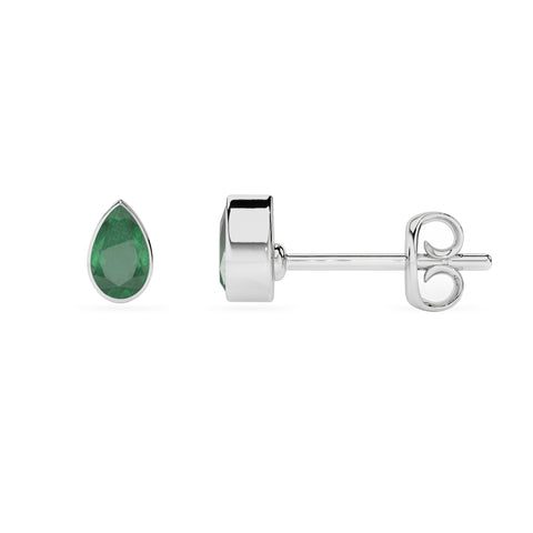 natural emerald pear shape stud earrings