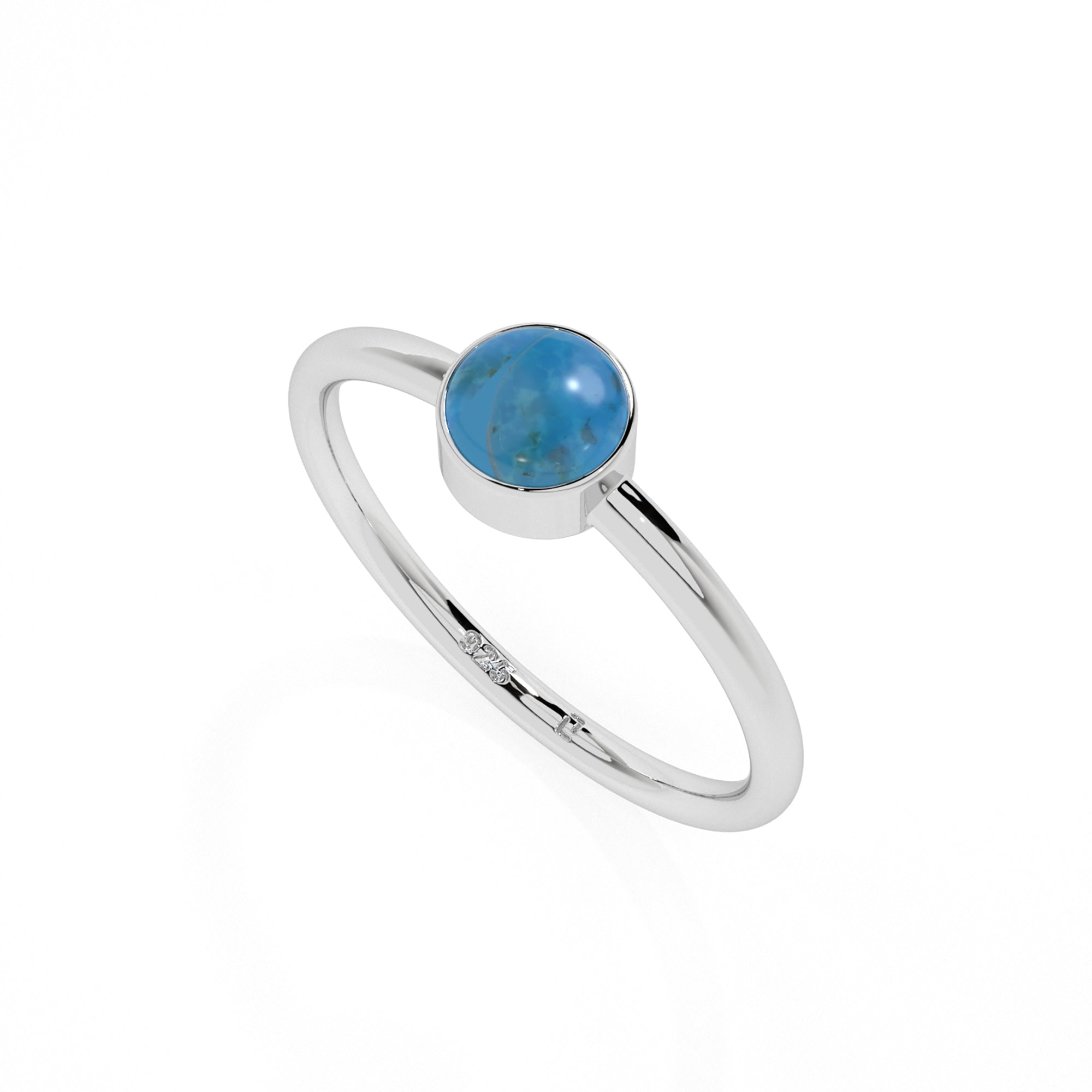 turquoise round cab stackable bezel-set ring