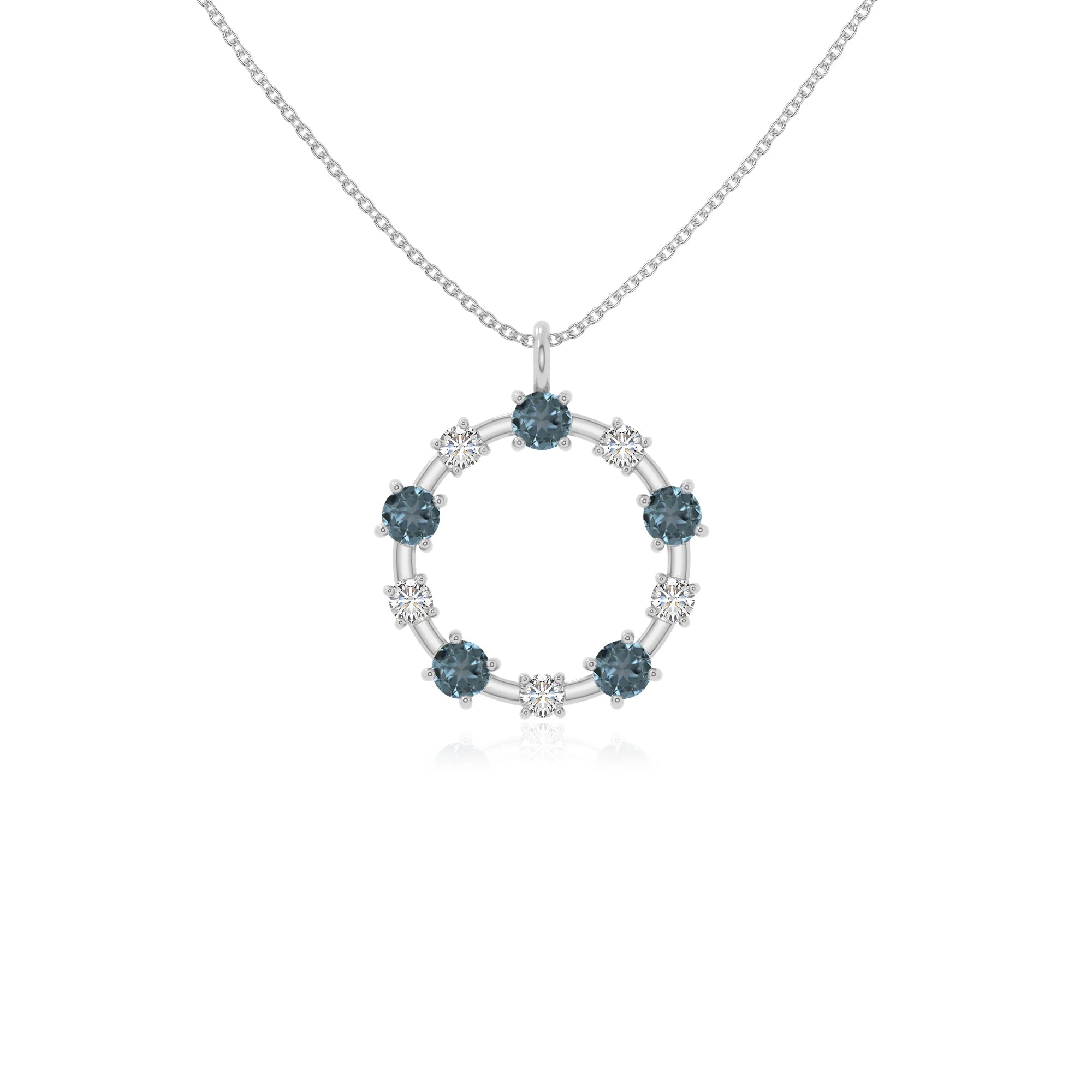natural london-blue-topaz infinity love knot necklaces in sterling silver 