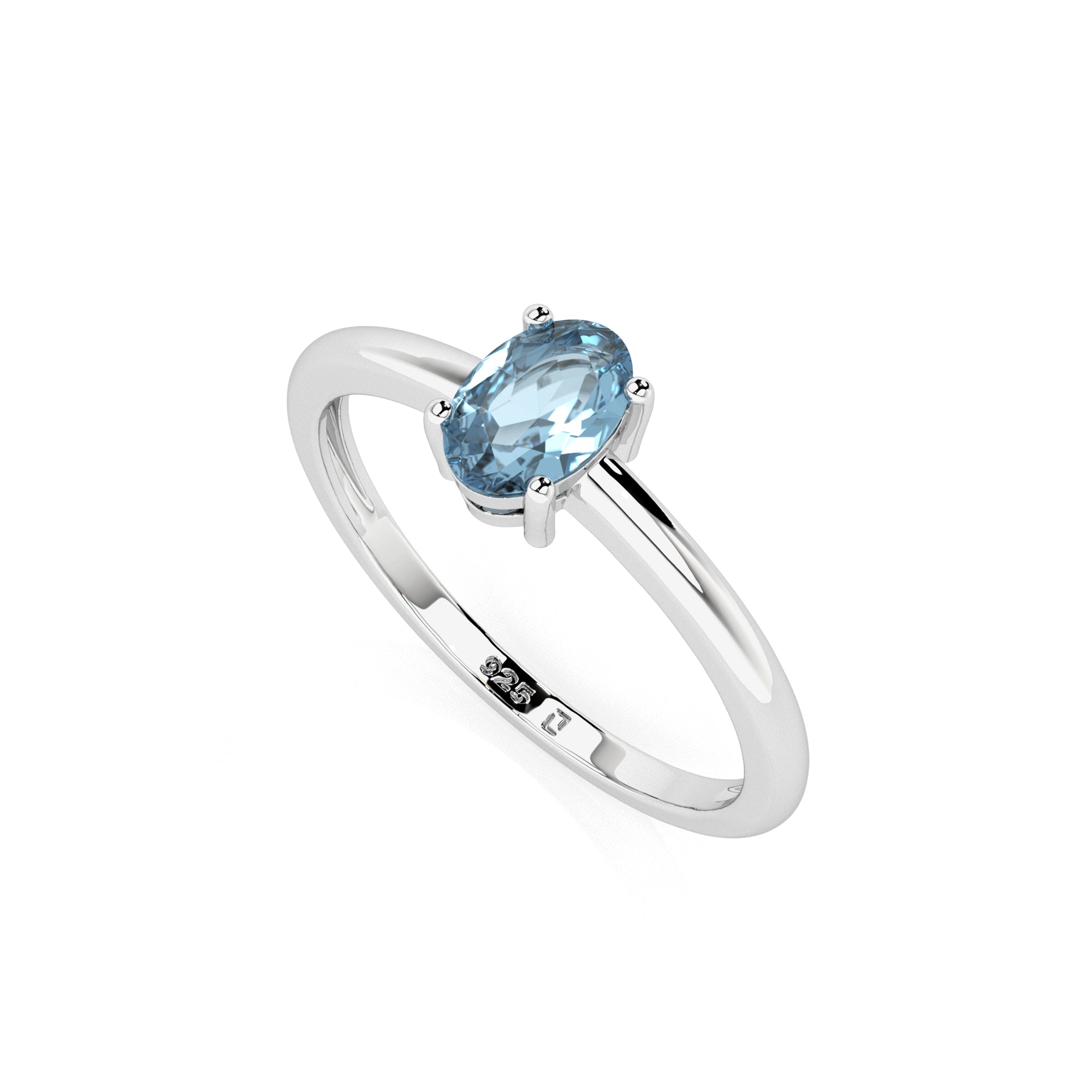 sky blue topaz oval cut stackable prong-set ring