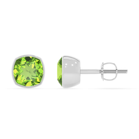 natural peridot cushion stud earrings 