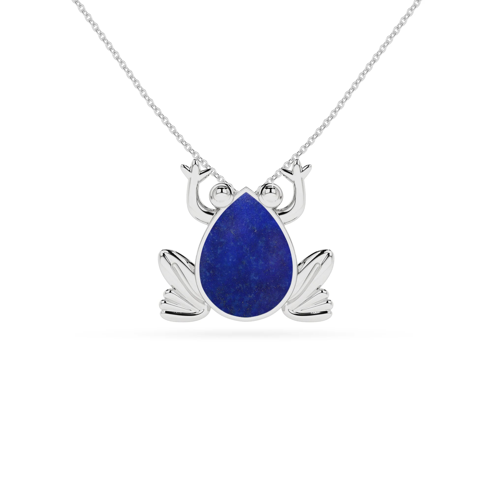 natural lapis-lazuli frog shape pendant necklace