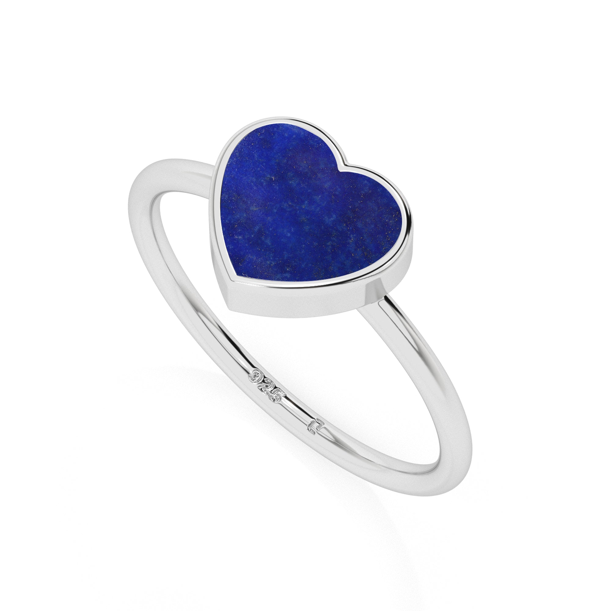 lapis lazuli heart shape stackable bezel-set ring