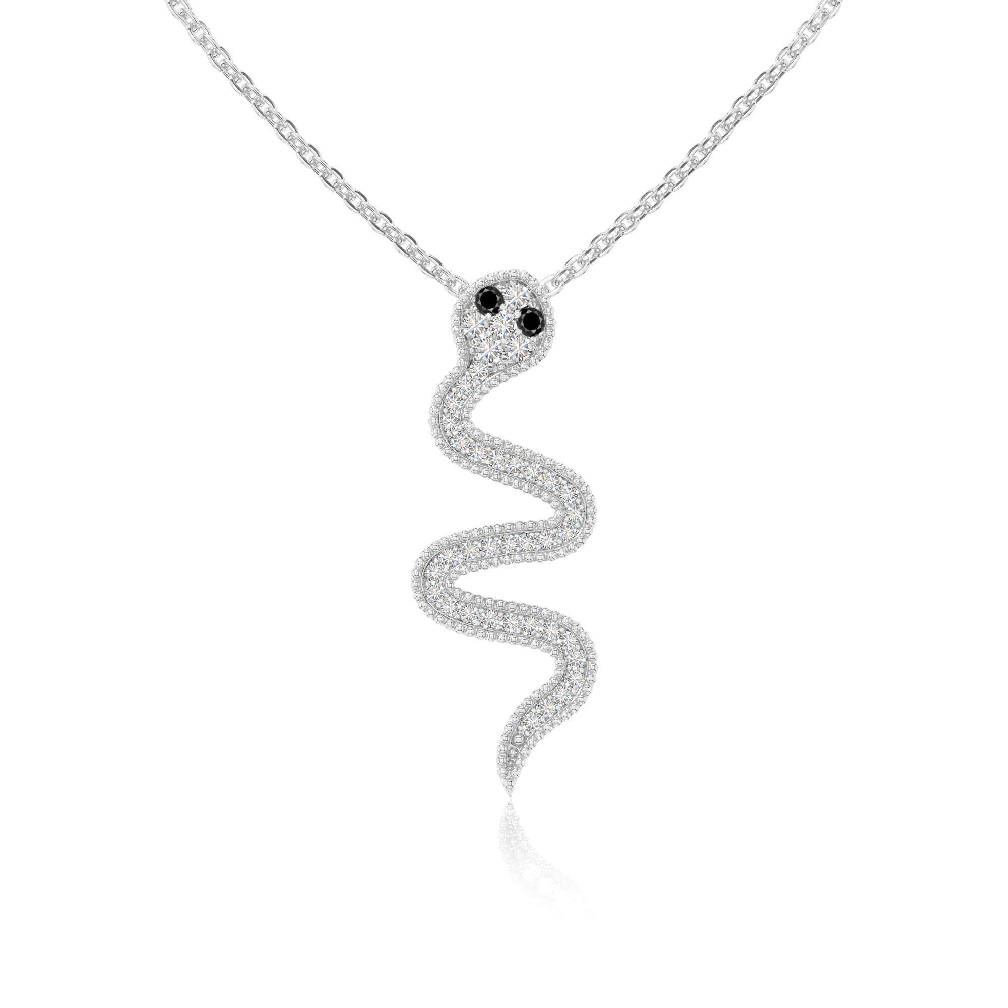 natural black-onyx snake necklaces in sterling silver 