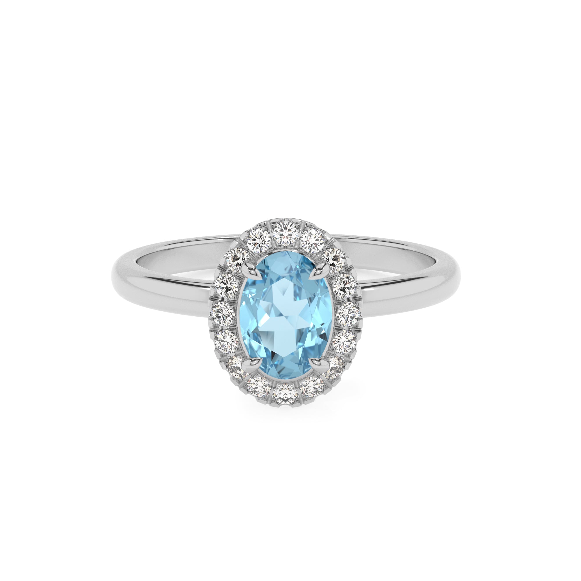 lab grown aquamarine oval halo solitaire engagement ring