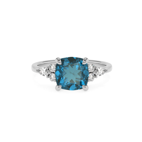 natural london blue topaz cushion solitaire engagement ring