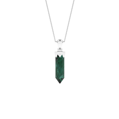 natural malachite hexagon shape pendant necklace