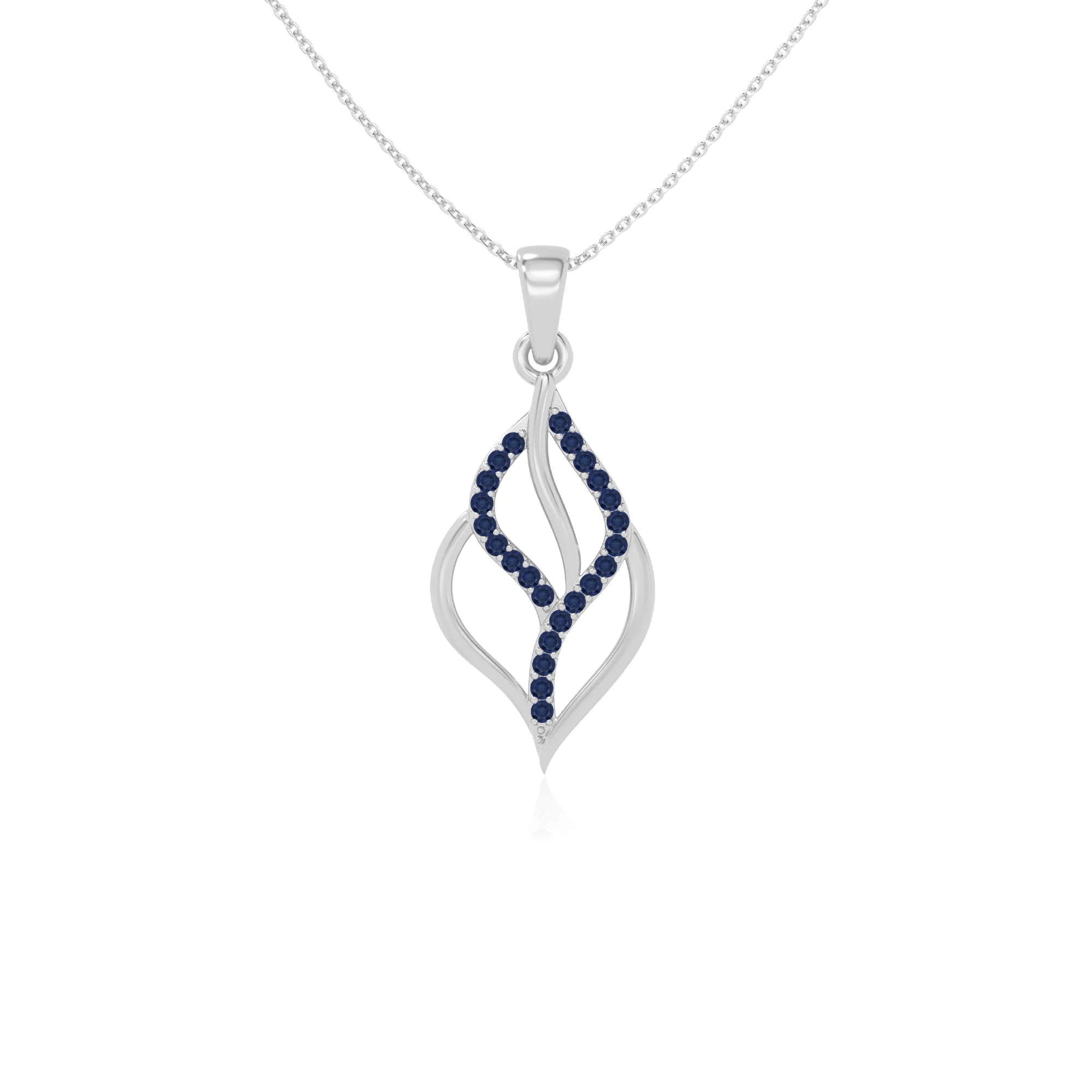 natural blue-sapphire leaf necklaces in sterling silver 