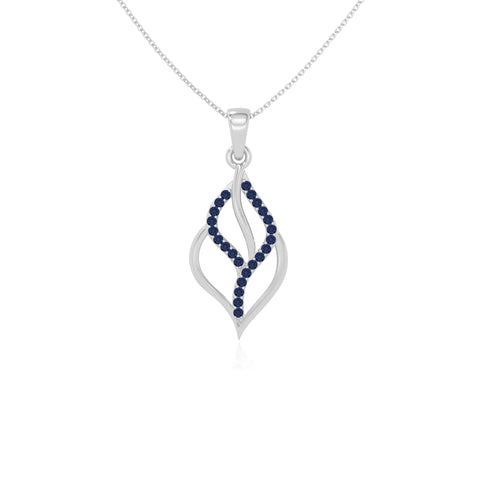 natural blue-sapphire leaf necklaces in sterling silver 