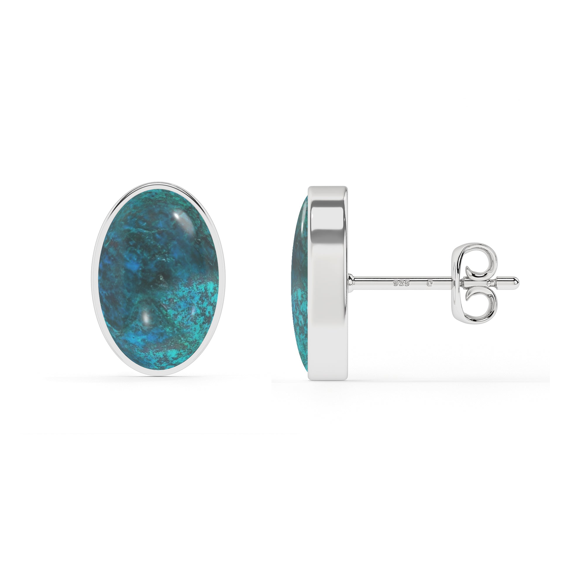 natural shattuckite oval shape stud earrings