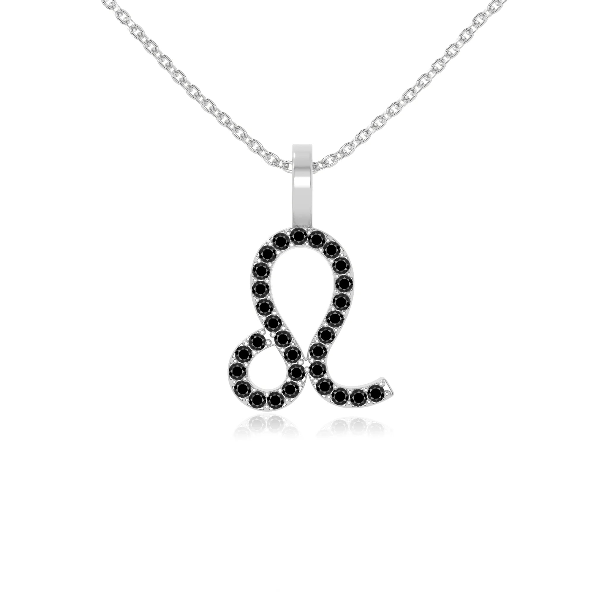natural black-onyx leo zodiac sign necklaces in sterling silver 