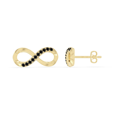 natural black-onyx infinity stud earrings in yellow gold vermeil 