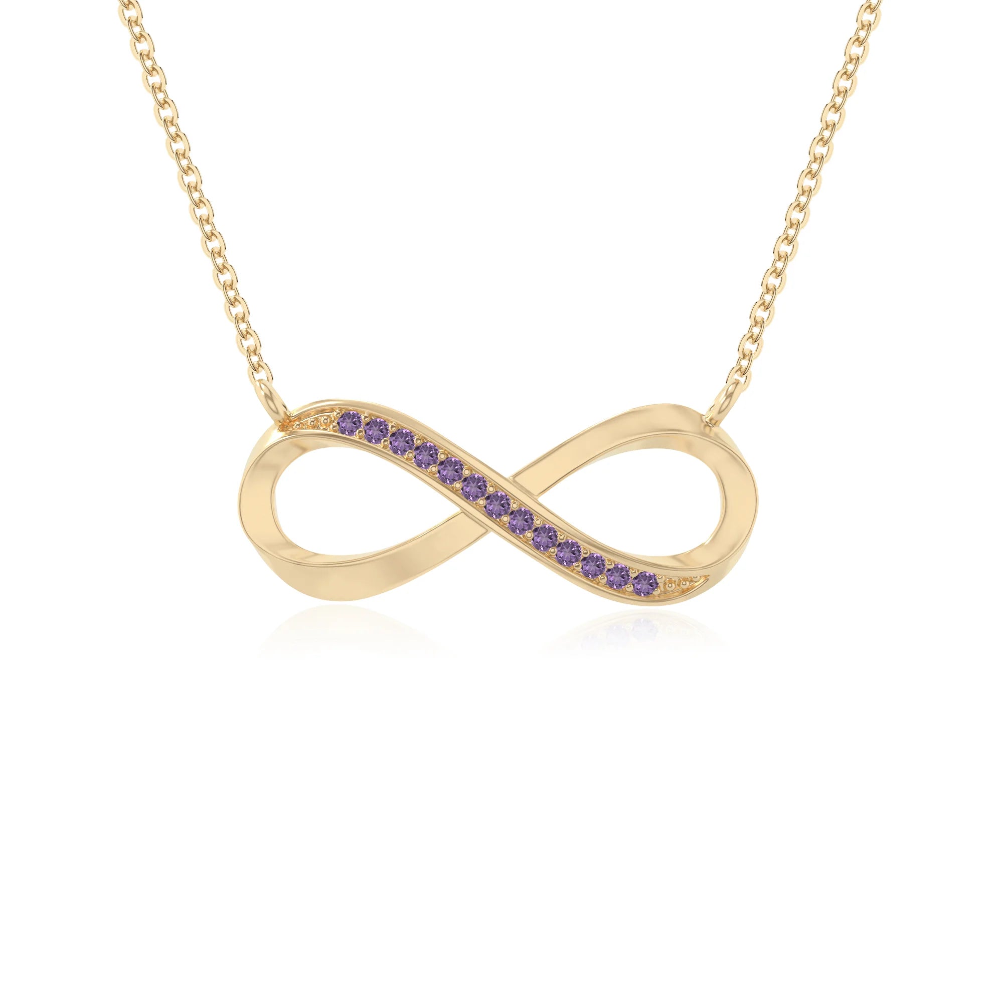 natural amethyst infinity necklaces in yellow gold vermeil 