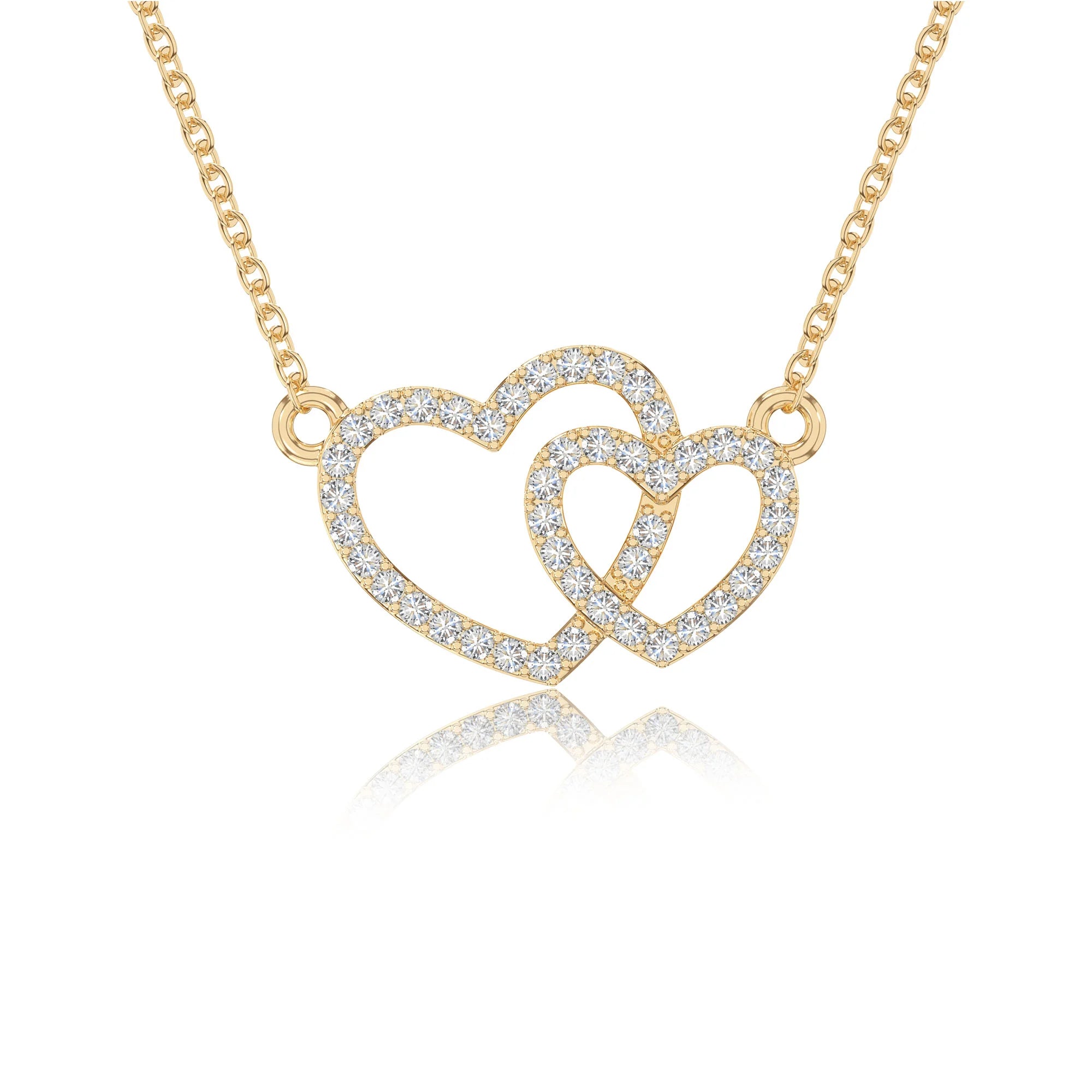 moissanite heart in heart necklaces in yellow gold vermeil 