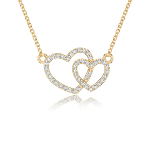 moissanite heart in heart necklaces in yellow gold vermeil 