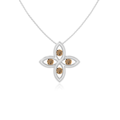 natural citrine 4 petal flower necklaces in sterling silver 