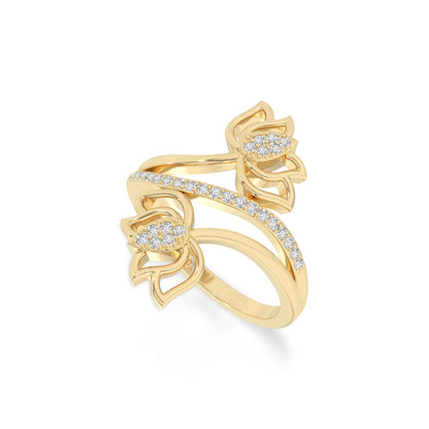 natural moissanite lotus blossom rings in yellow gold vermeil