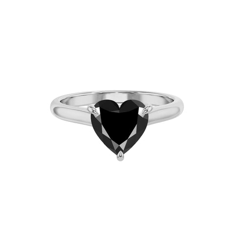 natural black onyx heart solitaire engagement ring