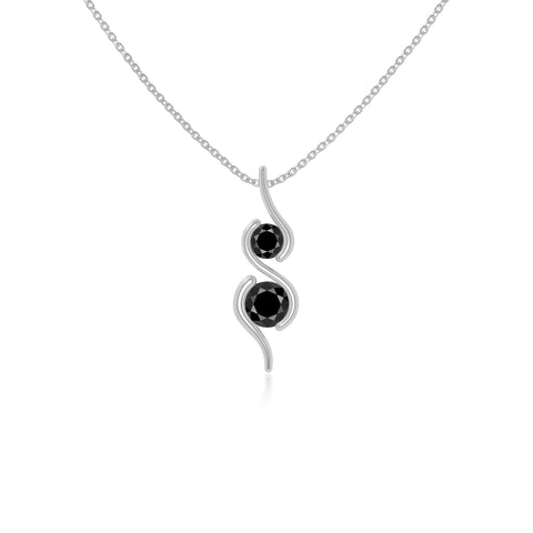 natural black-onyx 2 stone infinity necklaces in sterling silver 