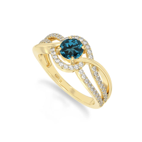 natural london blue topaz solitaire engagement rings in yellow gold vermeil