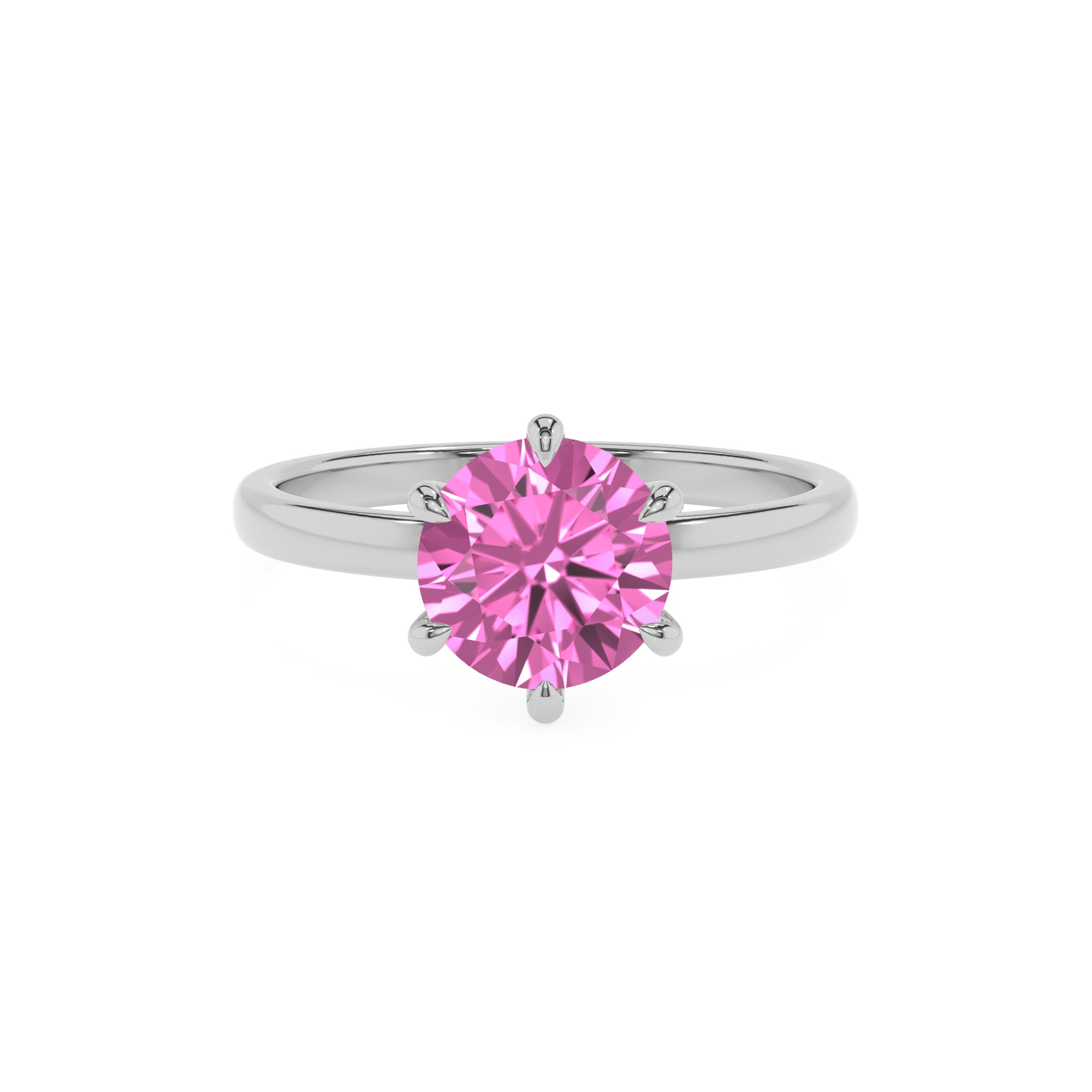 lab-grown pink-sapphire round solitaire engagement ring