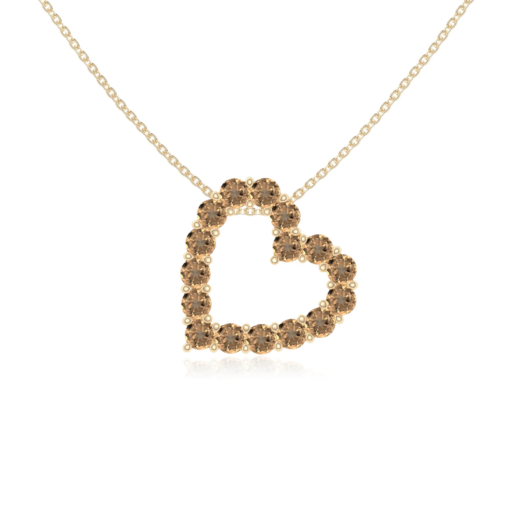 natural citrine heart necklaces in yellow gold vermeil 