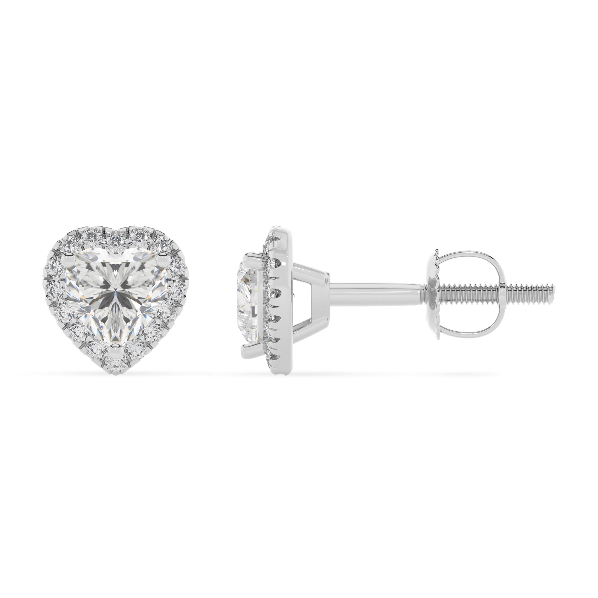 lab grown moissanite heart stud earrings with moissanite 