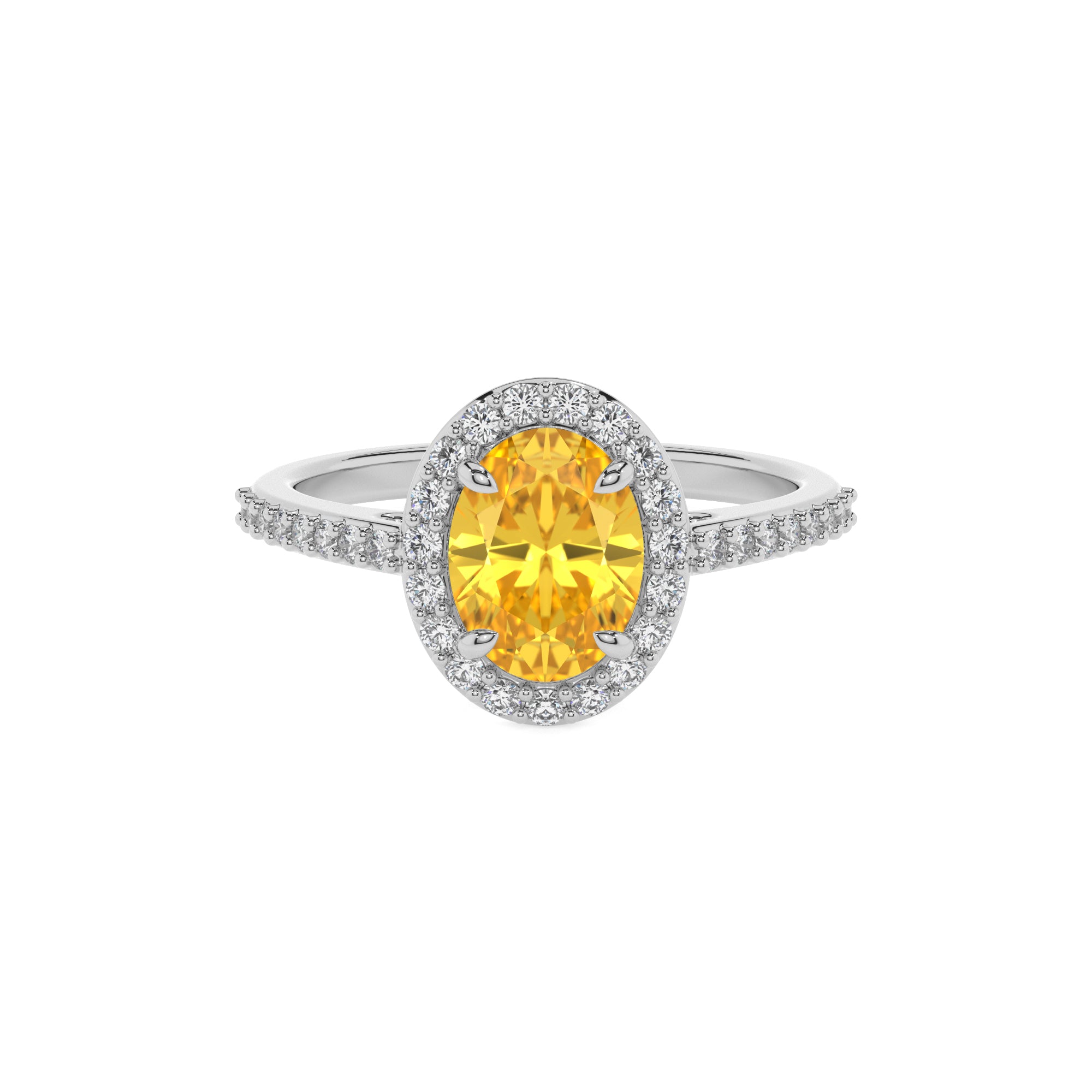 lab-grown yellow-sapphire oval half eterity halo solitaire engagement ring