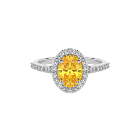 lab-grown yellow-sapphire oval half eterity halo solitaire engagement ring