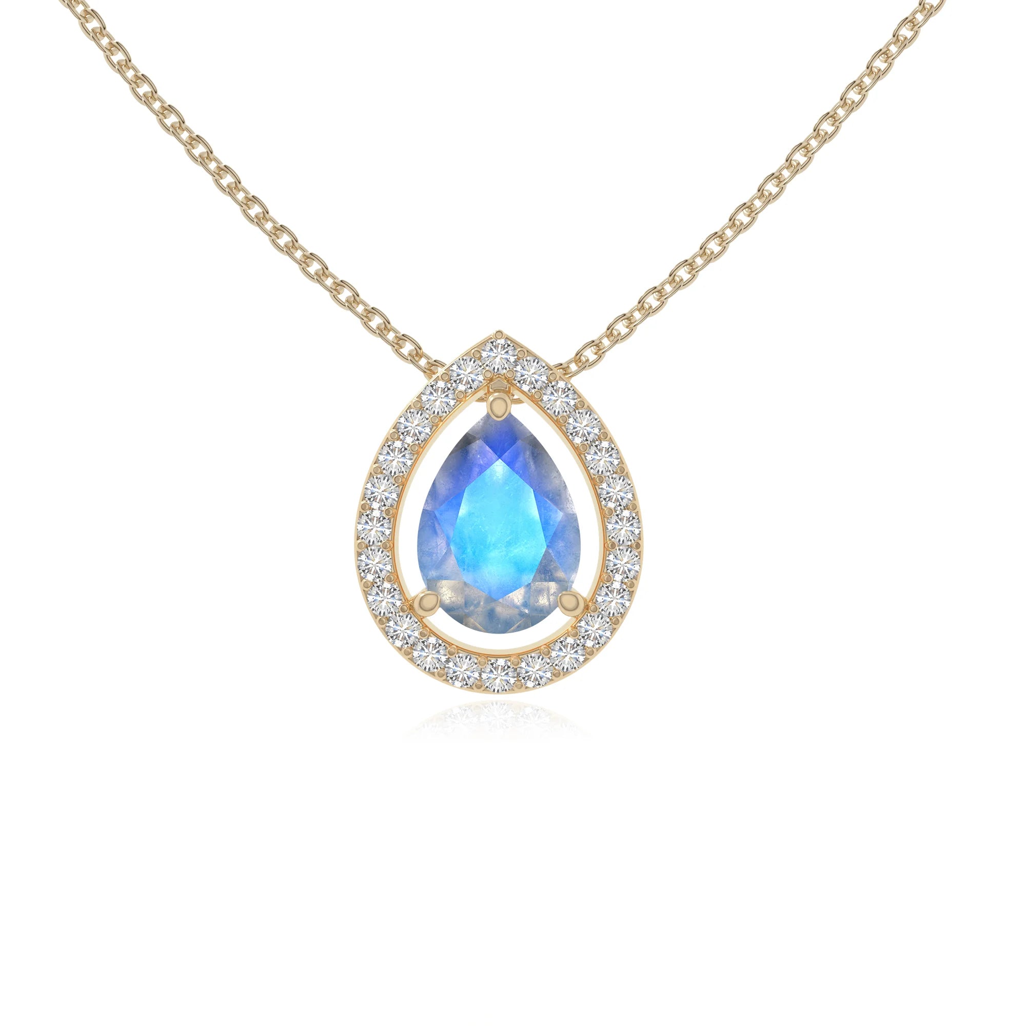natural labradorite solitaire halo necklaces in yellow gold vermeil 