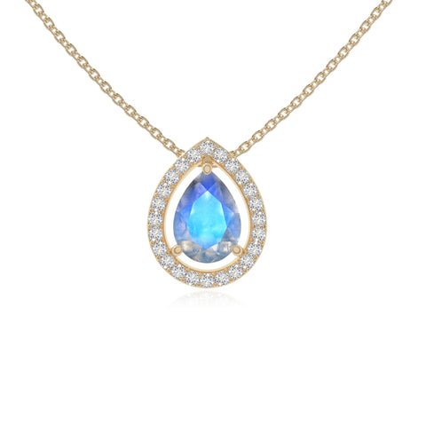 natural labradorite solitaire halo necklaces in yellow gold vermeil 