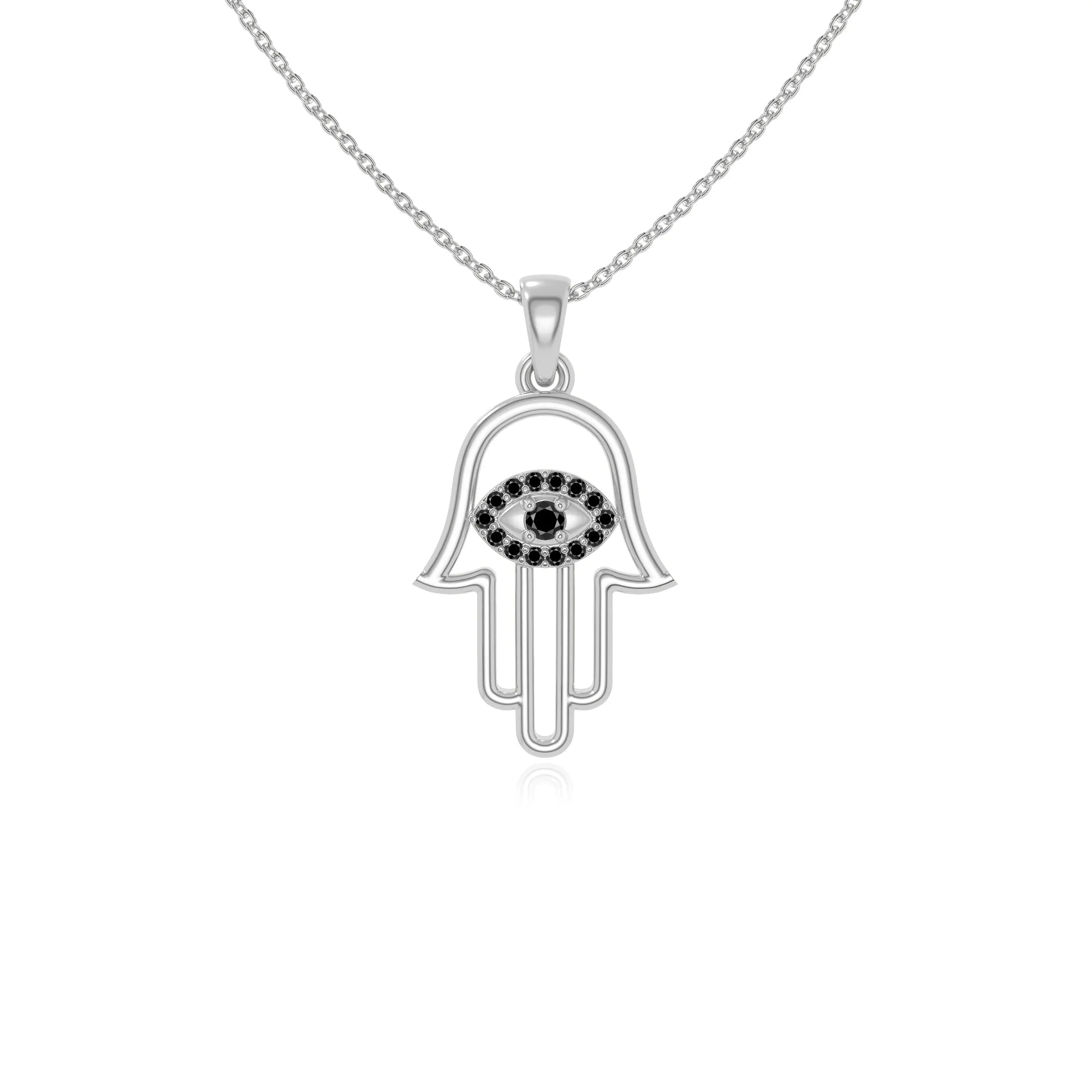 natural black-onyx evil eye hamsa hand necklaces in sterling silver 
