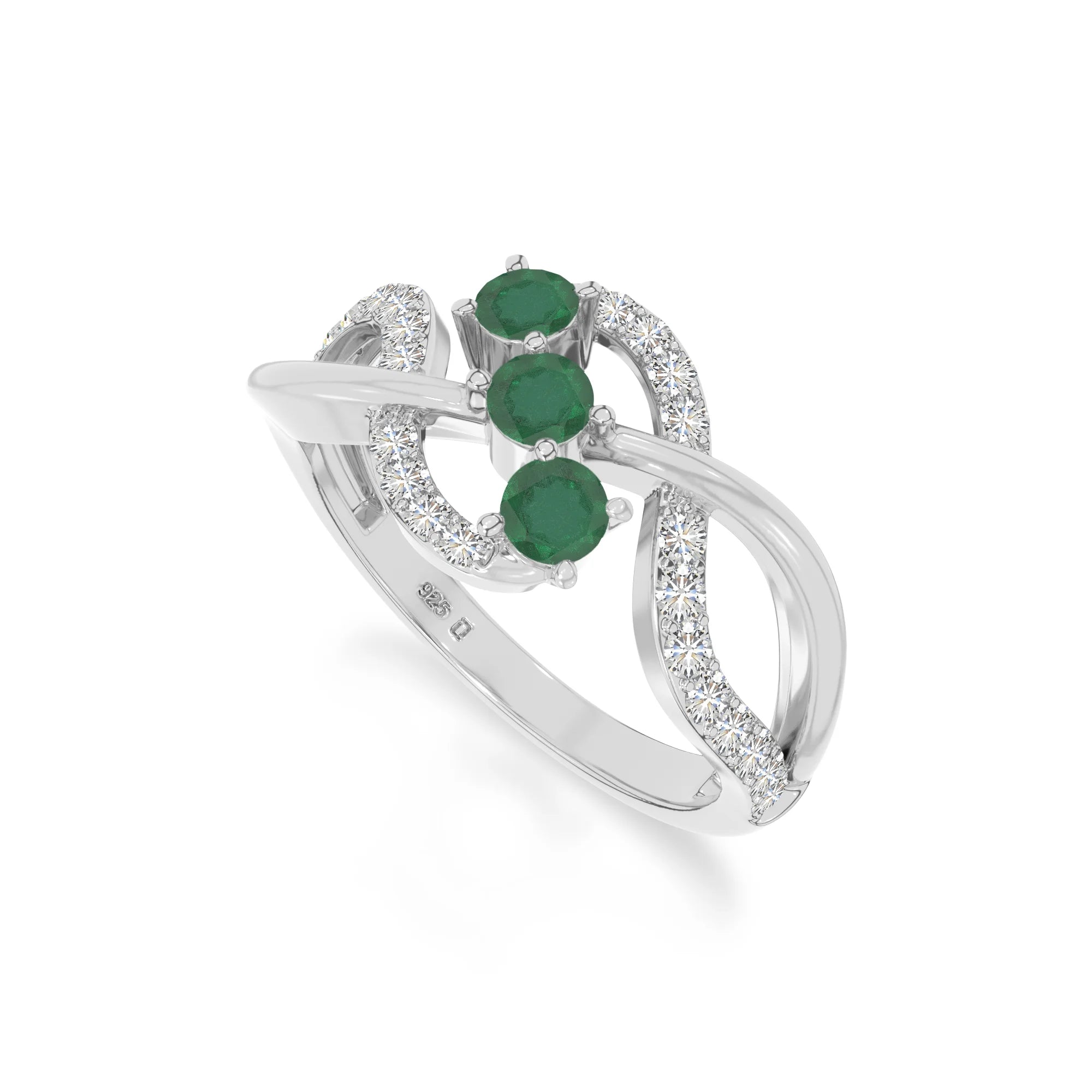natural emerald infinity promise rings in sterling silver 