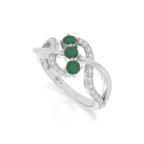 natural emerald infinity promise rings in sterling silver 
