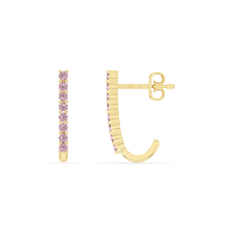 natural pink-tourmaline hoop earrings in yellow gold vermeil 