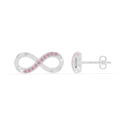 natural pink-tourmaline infinity stud earrings in sterling silver 