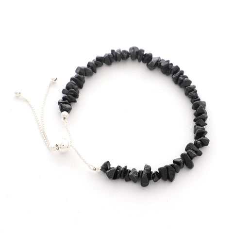 natural black-spinel rough shape bolo bracelet