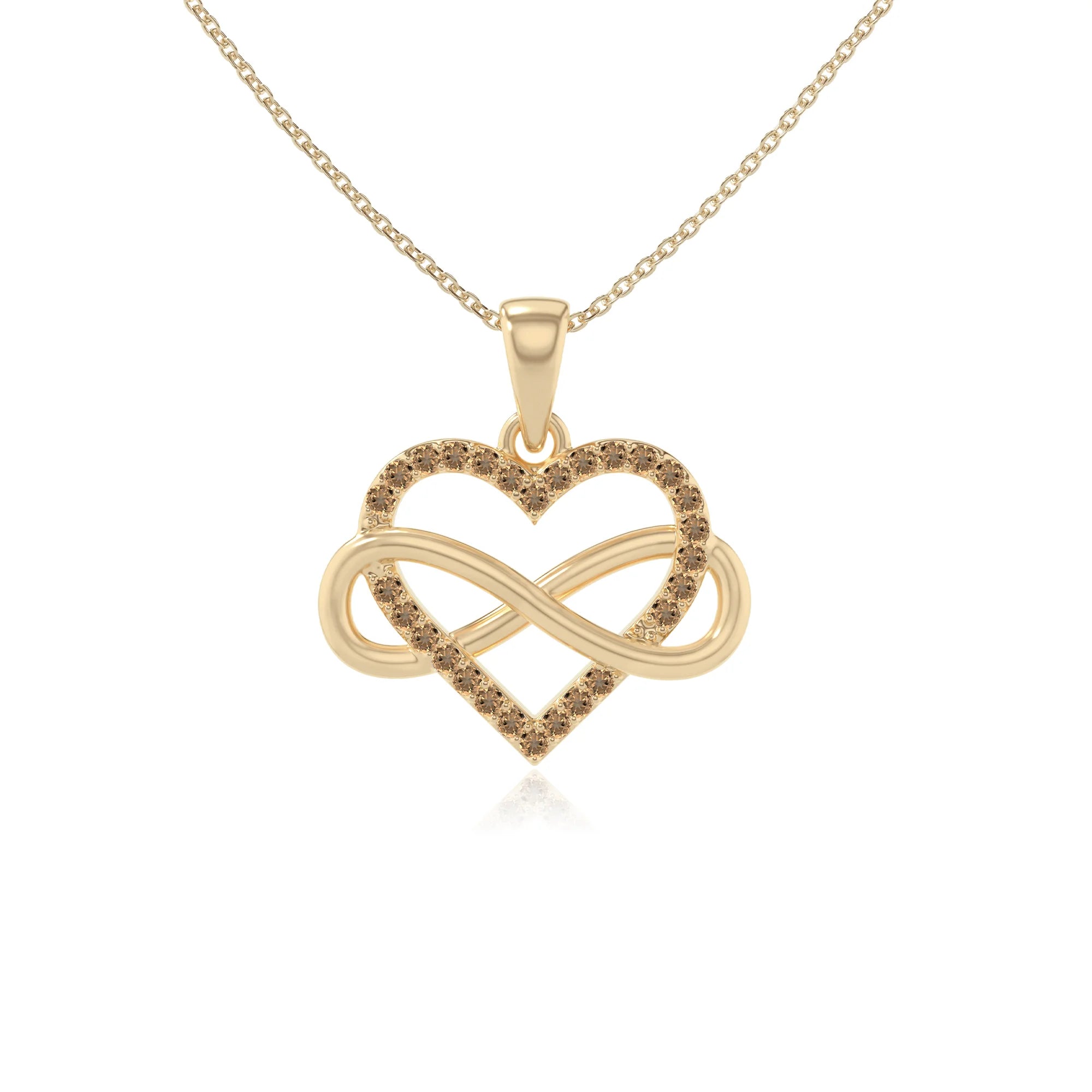 natural citrine infinity heart necklaces in yellow gold vermeil 