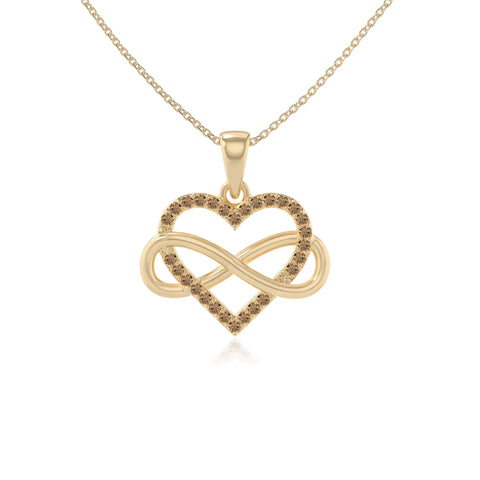 natural citrine infinity heart necklaces in yellow gold vermeil 