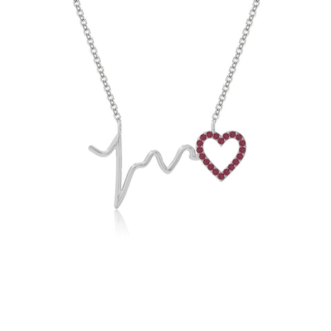 natural ruby heartbeat necklaces in sterling silver 