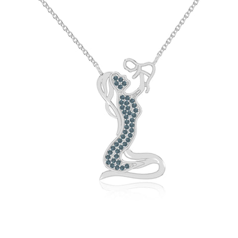natural london-blue-topaz mother child necklaces in sterling silver 