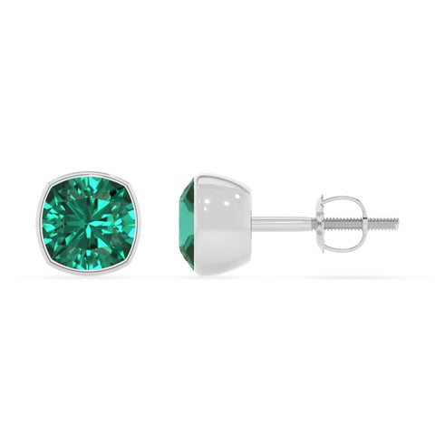 lab grown emerald cushion stud earrings 