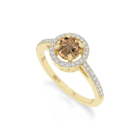natural citrine solitaire halo engagement rings in yellow gold vermeil