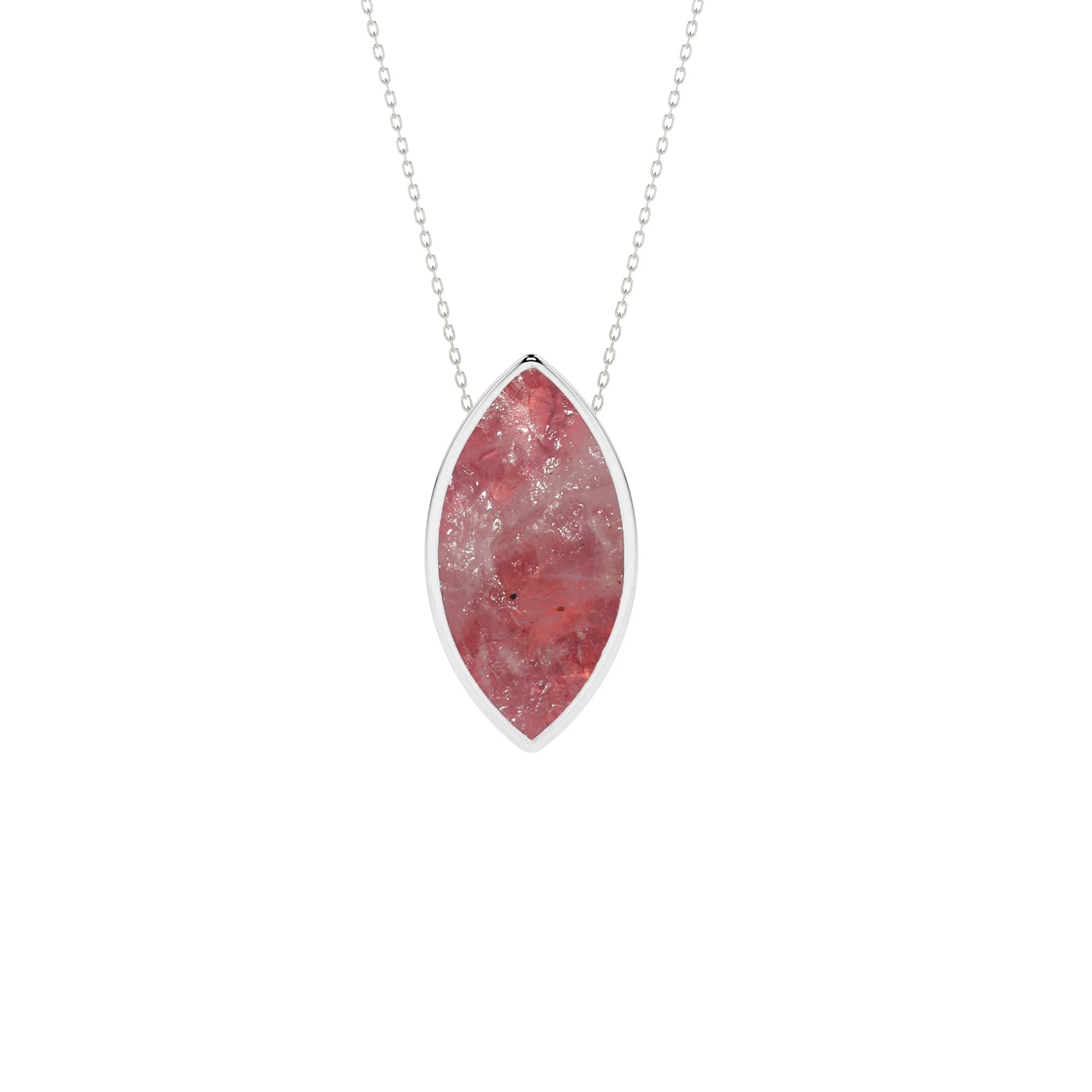 natural pink-moonstone marquise shape pendant necklace